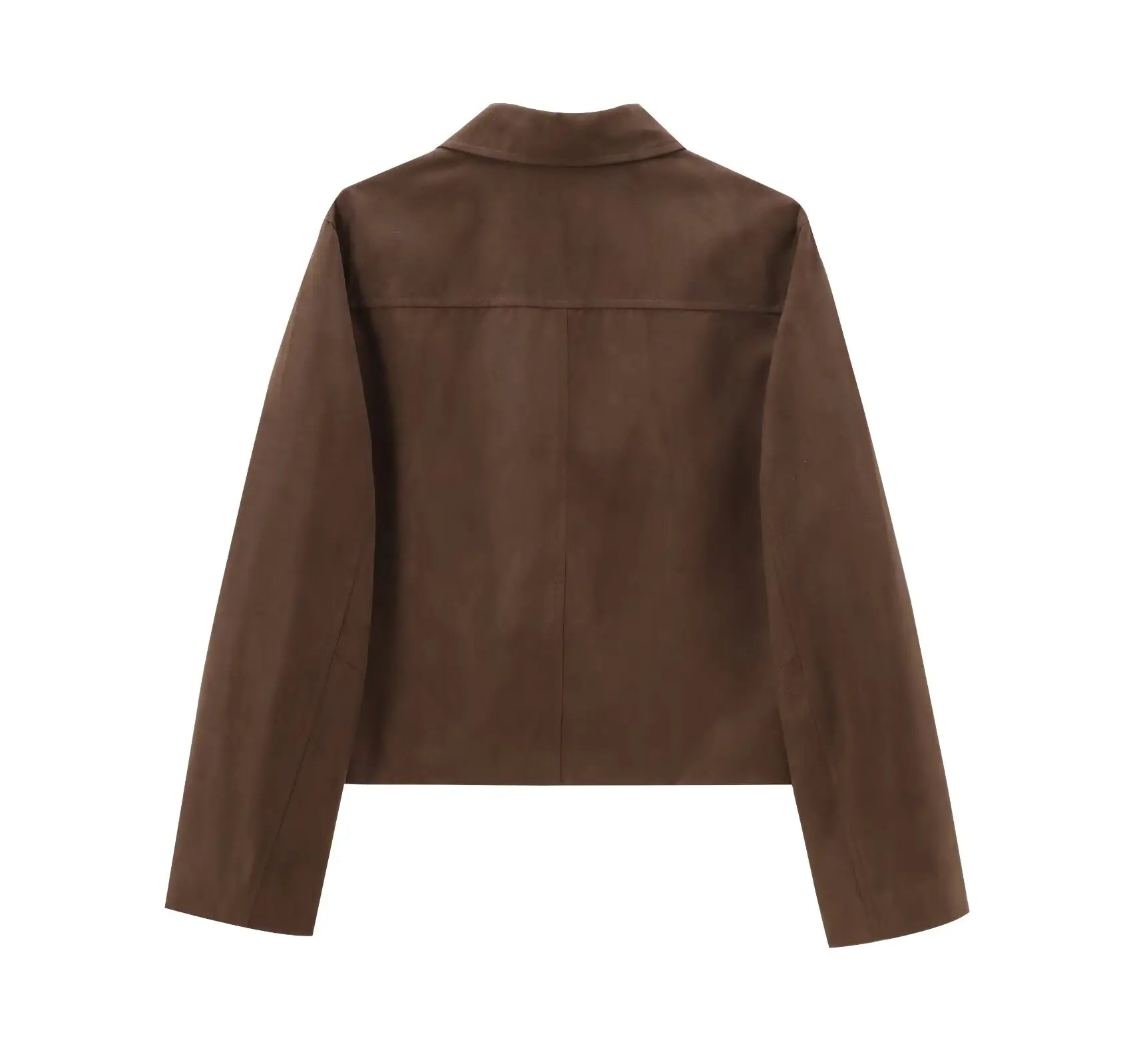 Foridol Buttons Brown Suede Jacket Autumn for Women Pockets Casual Turn Down Collar Short Jacket Femme Veste Chic New Coat