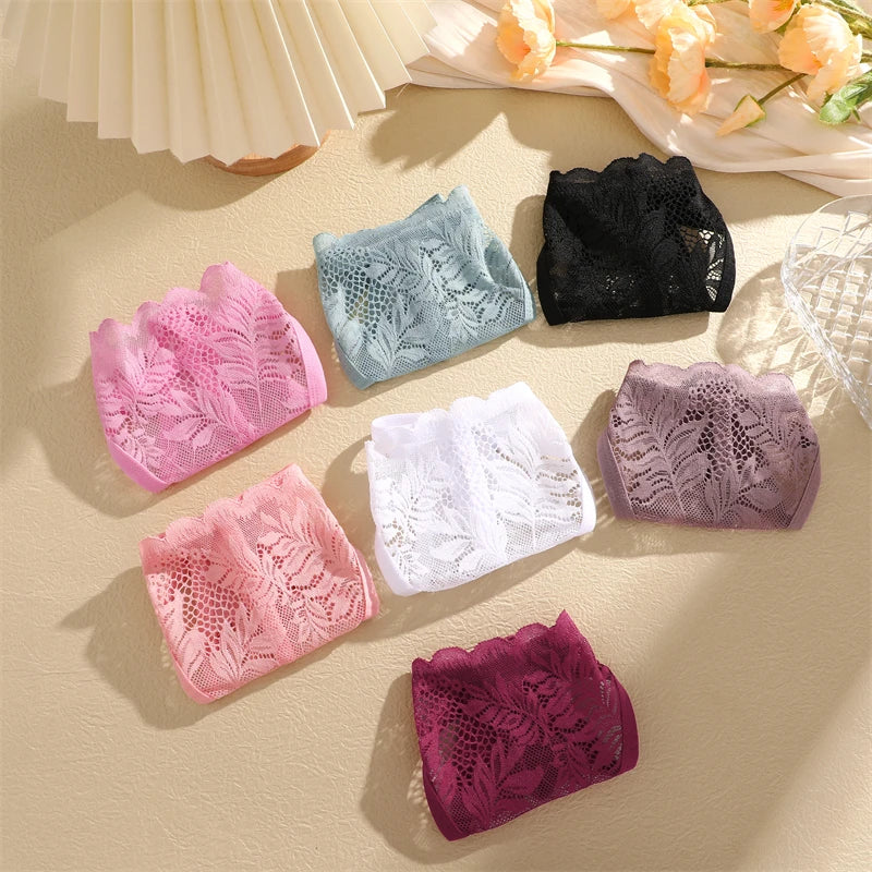 4PCS Sexy Hollow Out Lace Women Lingerie Underpants Female Lace Transparent G-string Thong Low Waist Female Soft Intimates S-XL