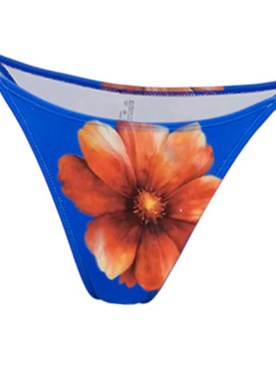 With Mesh Skirt Floral Halter String Bikini Women Swimwear Female Swimsuit Three-pieces Bikini Set Bathing Suit Swim Beachwear