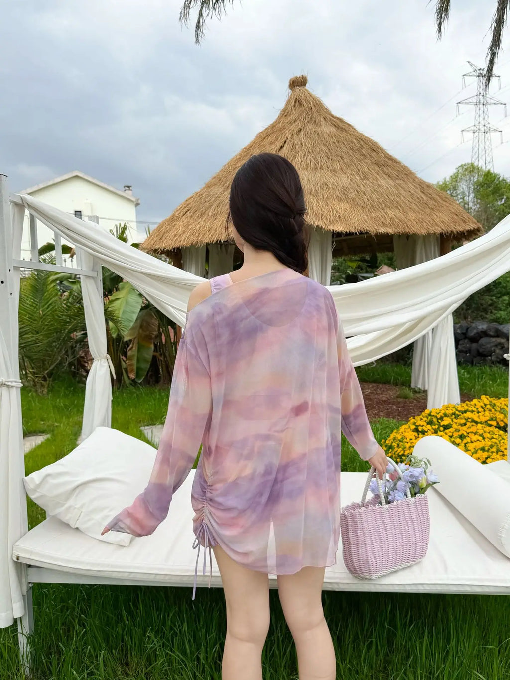 Plus size swimsuit hot spring split swimsuit three-piece  plus fat enlarged covering the flesh and slimming swimsuit XXXL