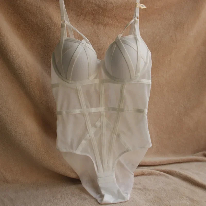 MOYISU Sexy Shapewear Bodysuit Women Transparent Mesh Lingerie Teddy with Push-Up Bra Strap Hot Sale Body Shaper Free Shipping