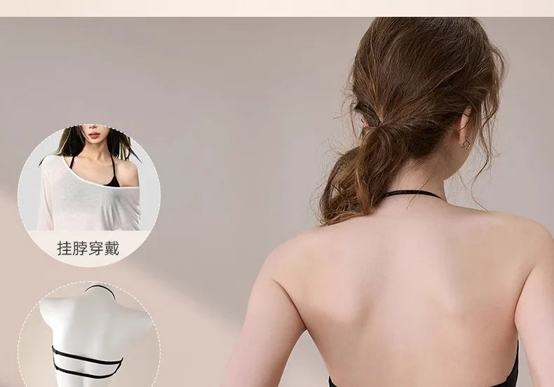 Vintage Multiway Bra Halter Neck Non-Slip Adhesive Bra for Small Bust Satin Backless Strapless Summer Lingerie UK S-XL MOYISU AB