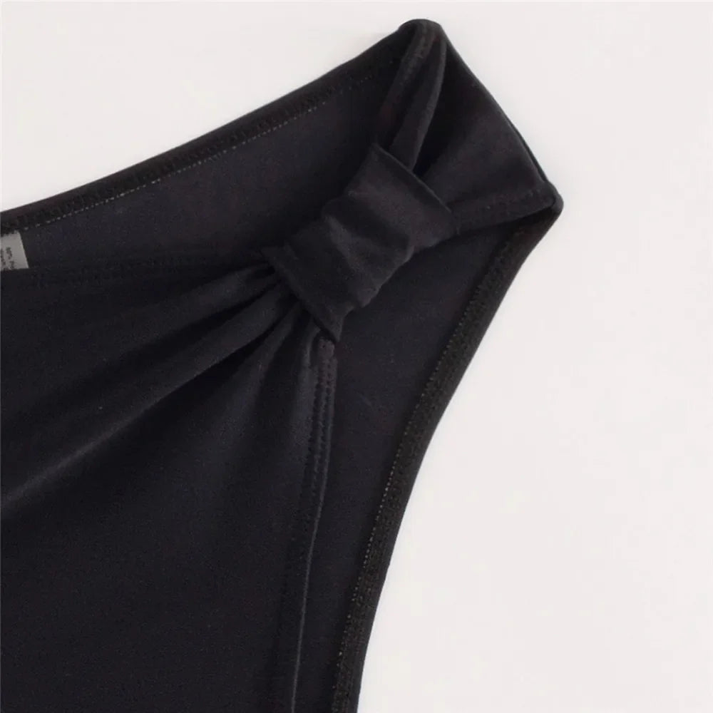 Brown One Shoulder Bikini High Waist Sexy Swimsuit Women 2026 Solid Swimwears Bathing Suit Bandeau Bikinis Sets De Mujer Biquini