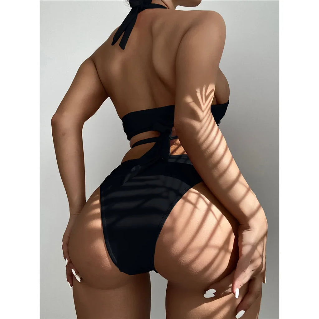 New 5 Colors White Cut Out Women Swimwear Bikini Female Swimsuit Two-Pieces Bikini Set Brazilian Bather Bathing Suit Swim V3366B