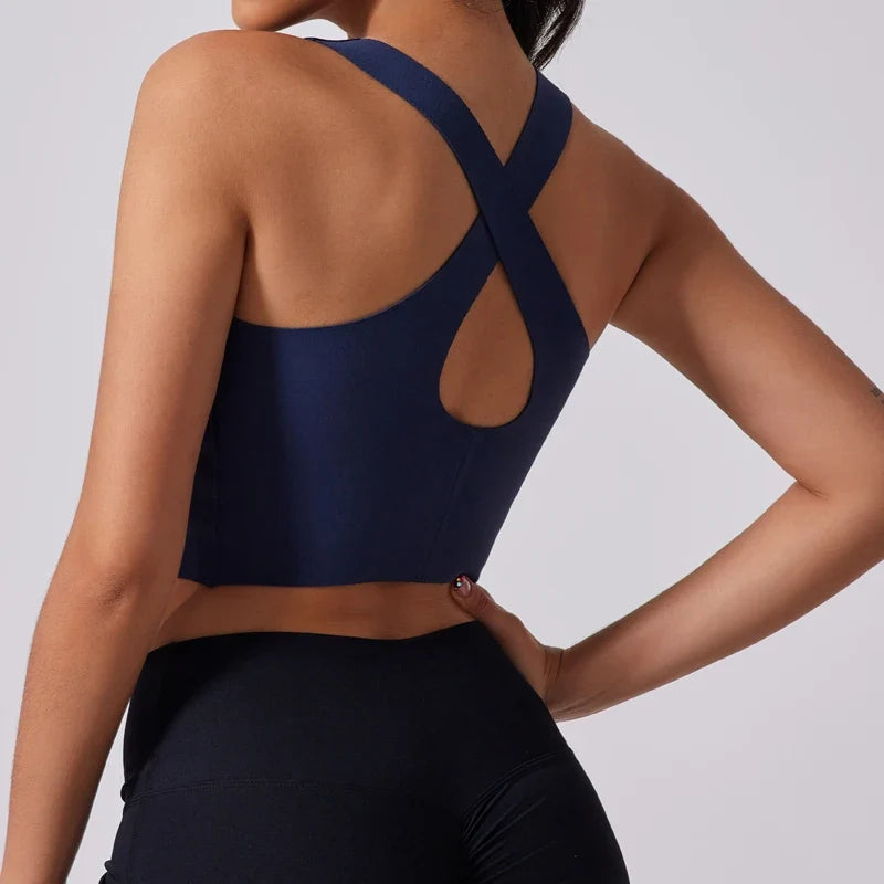 DIAS FIT JOY Wide shoulder strap cross sports vest comfortable shockproof yoga bra fixed chest pad beautiful back fitness Gym