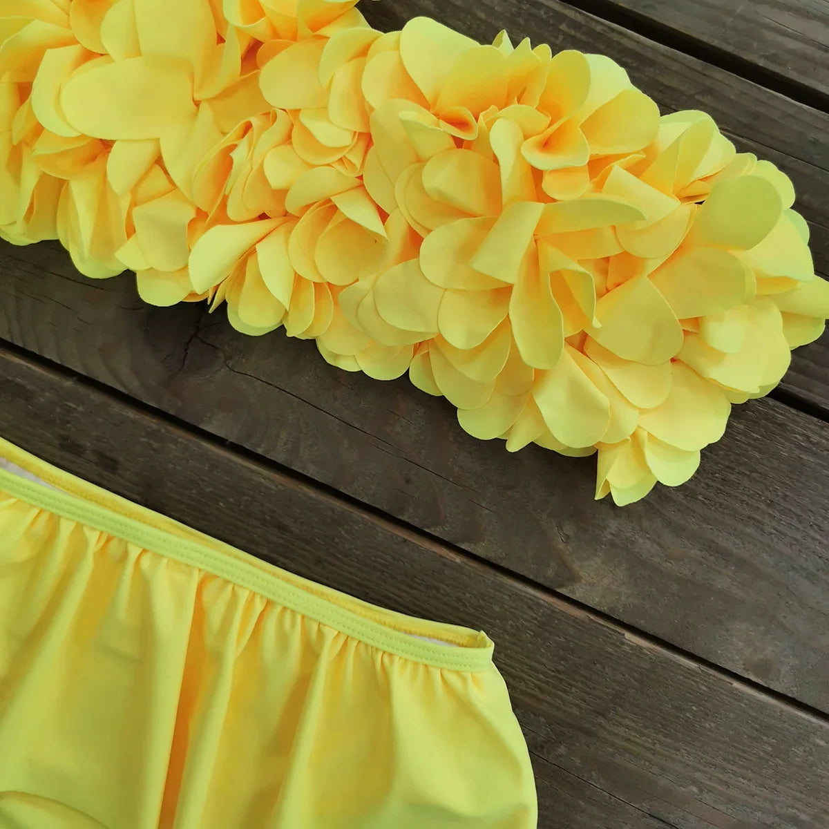 Sexy 3D Flower Bikini Set Brazilian Biquini Low Waist Swimwear Push Up SwimSuit Women Solid Swimwear Sexy Beach Wear Female