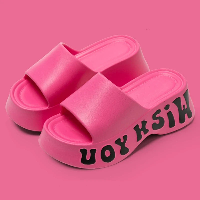 Thick Bottom Cloud Slippers Women Summer Fashion Print Wedge Platform Slides Woman Sandals 2025 Non-Slip Soft Sole Beach Shoes