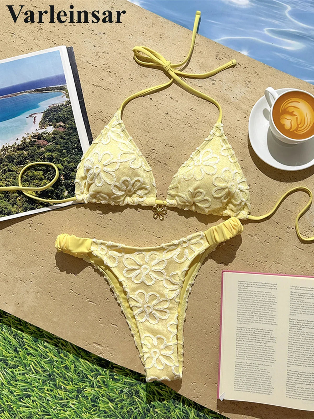 2026 Flower Printed Halter Bikini Women Swimwear Female Swimsuit Two-Pieces Bikini Set Brazilian Bather Bathing Suit Swim V8270