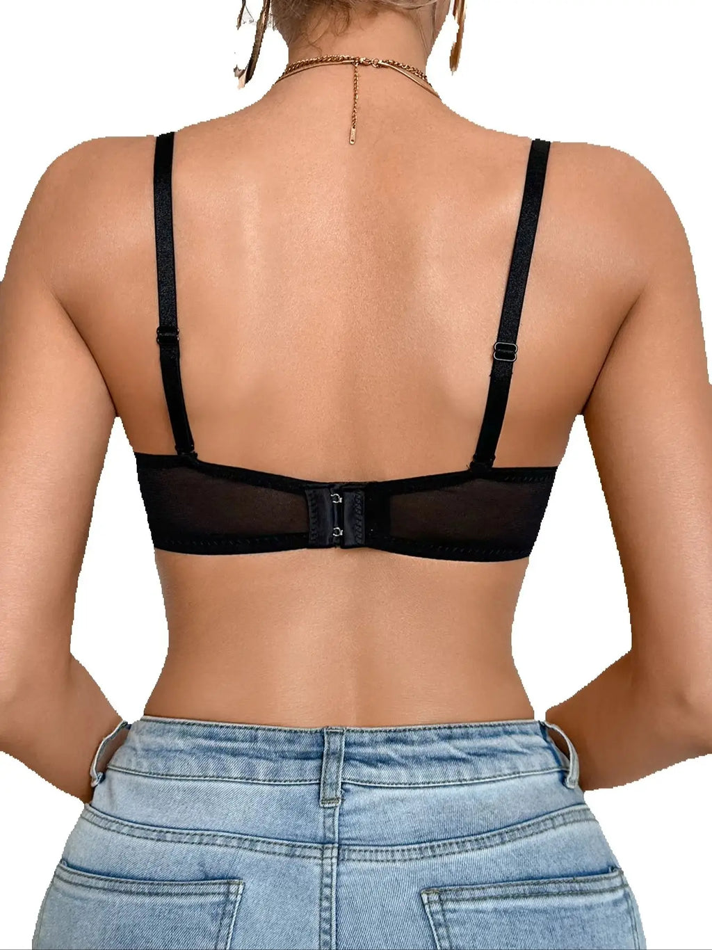 Floral Lace Push Up Women Bra Sexy Deep V Breathable Mesh Everyday Lingerie Thin Cup Adjustable Straps Underwire Bra