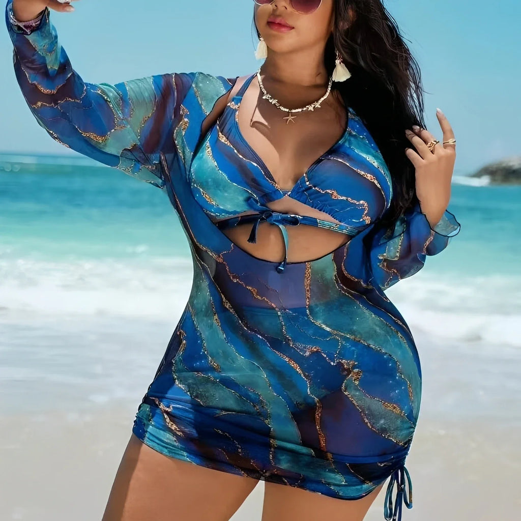 2026 Large Plus Size Bikini High Waist Swimsuit Women With Tops 3 Pieces Swimwear Female Bathers Bathing Swimming Swim Suit  4XL