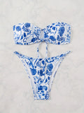 ZTVitality Sexy Print Bikini Set 2024 New Arrival Padded Bra Bandage Strapless Swimsuit Women Swimwear Summer Beachwear Biquini
