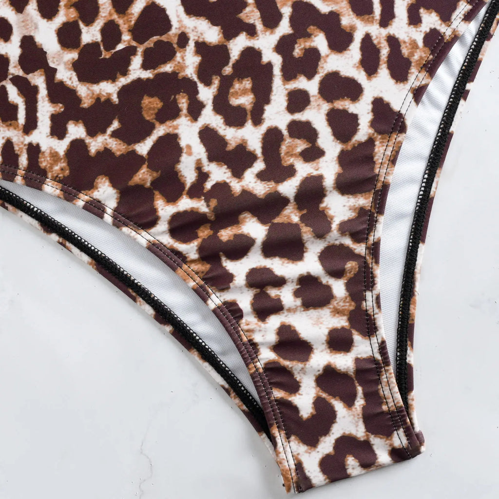 2026 Strappy Tankini Set 2 Pieces Swimwear Female Leopard Drawstring Swimsuit Women Bathers Bathing Swimming Swim Suit Beachwear