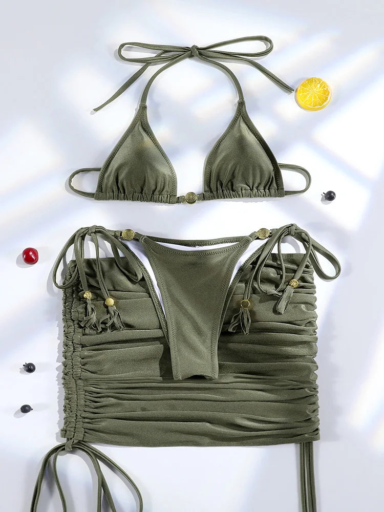 Miyouj Triangle Bikini New Two Piece Suit Solid Color Beachwear 2026 Bikini Women's Swimsuits Sexy Bathsuit Micro Thong Swimwear
