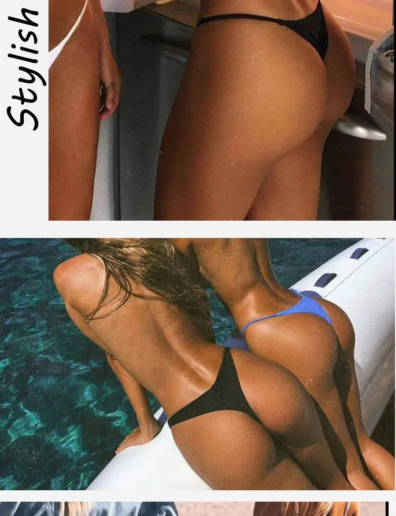 New 3PCS/Set Cotton Bikini Panties Women Sexy Solid Color Low Waist Thongs Female Breathable G-String Underwear Comfort Lingerie