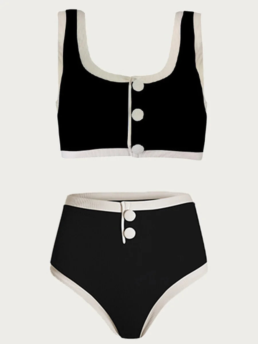 Splicing Ribbed Sport Bikinis 2025 High Waist Bikini Women Swimsuit Female Swimwear Two Pieces Bikini Set Bathing Suit Swim Lady