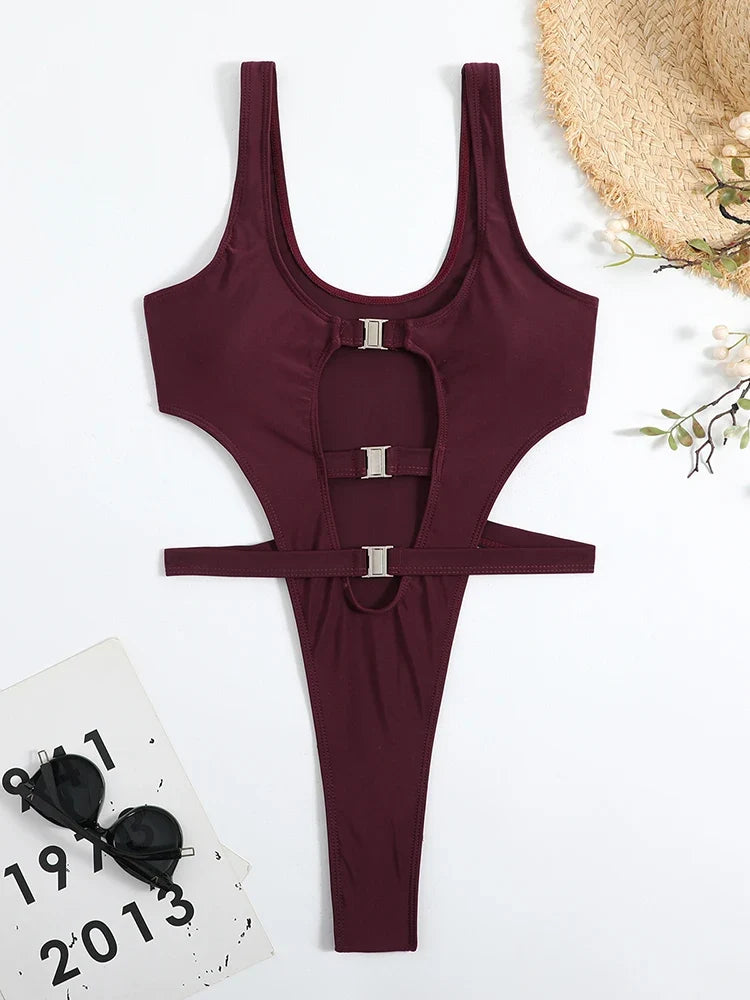 2025 Sexy Extreme String High Cut Female Swimwear One Piece Swimsuit Women Thong Monokini Bather Hollow Out Bathing Suit Swim