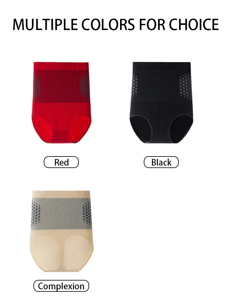Flarixa Seamless Women's High Waist Abdomen Control Panties Magnetic Therapy Warm Uterus Underwear Body Shaping Briefs