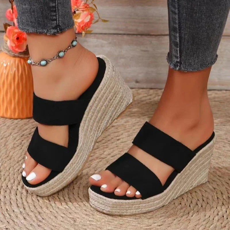 Chunky Wedge Heel Women's Sandals Summer 2025 Thick Platform Casual Sandles Woman Plus Size High Heeled Rome Sandalias Mujer 43