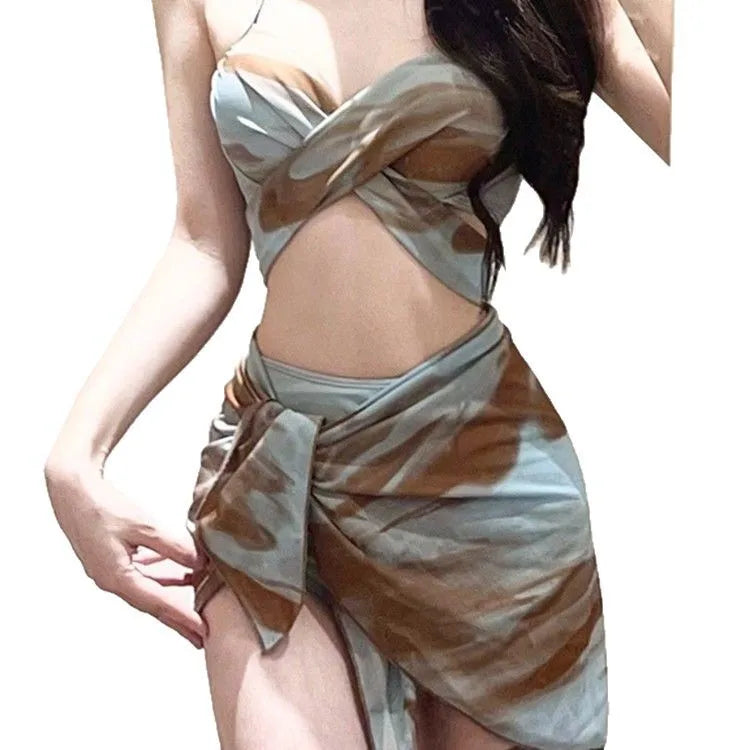 New Fashionable Plus Size Multi Piece Set Split Swimsuit for Women Covering  Belly  Slimming Down Hot Spring Vacation Swimsuit