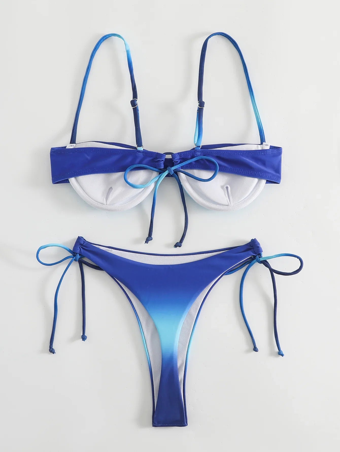 Sexy Tie Dye Print Push Up Bikinis Sets Two Pieces Side Tie Swimsuit Thong Swimwear Biquini Conjunto De Bikini Tankini Beachwear
