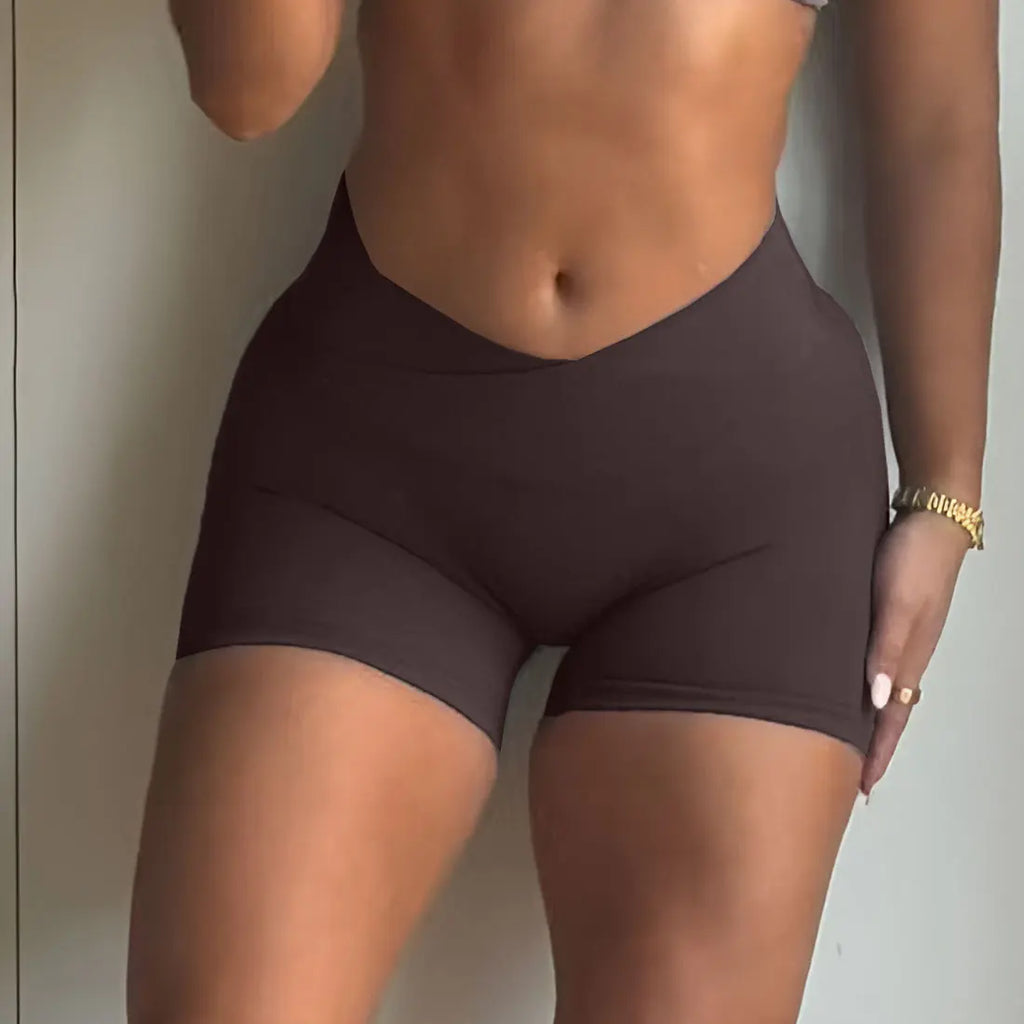 NCLAGEN Vision Shorts | 4.5" Gym Clothes Women Seamless Leggings Waist Cross Fitness Scrunch Booty Tights Running Cycling Shorts