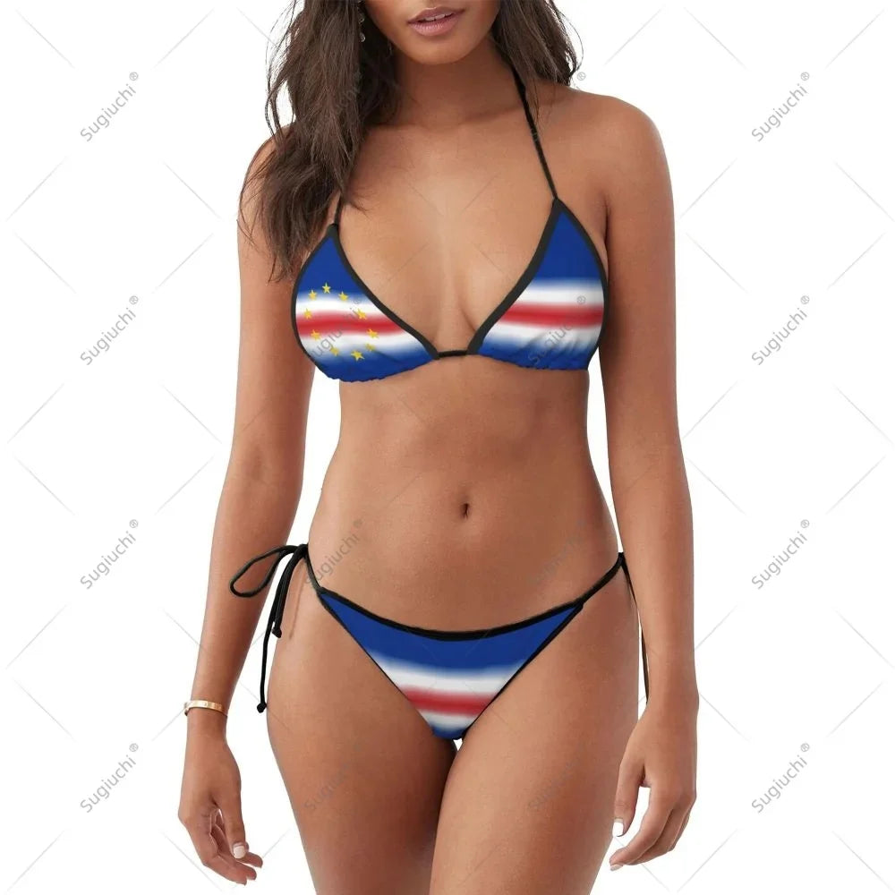 Women Girls Bikini Cape Verde Flag Swimsuit Sets Three Point Beachwear Swimming Bathing Beach Party Suits Sexy Mujer