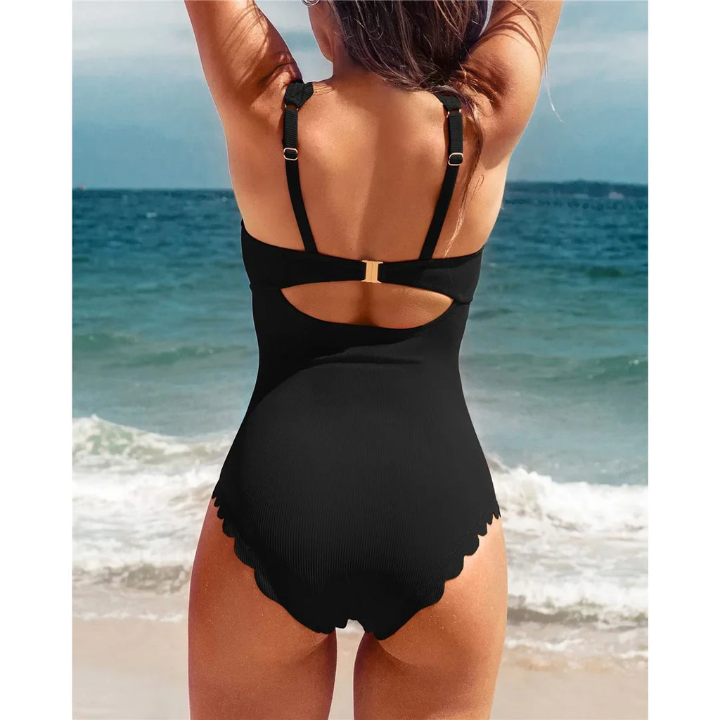 S - XXL 11 Colors Ribbed Frilled Women Swimwear One Piece Swimsuit Female Backless High Leg Cut Bather Bathing Suit Swim K7097
