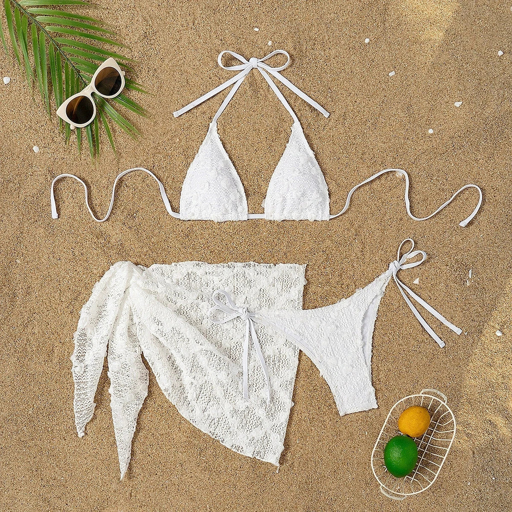 DEKA Triangle Tulle Bikini Set New Sexy Women Swimsuit 3 Pieces Swimwear Female Brazil Bikini Set Bathing Suit Swimming Suit