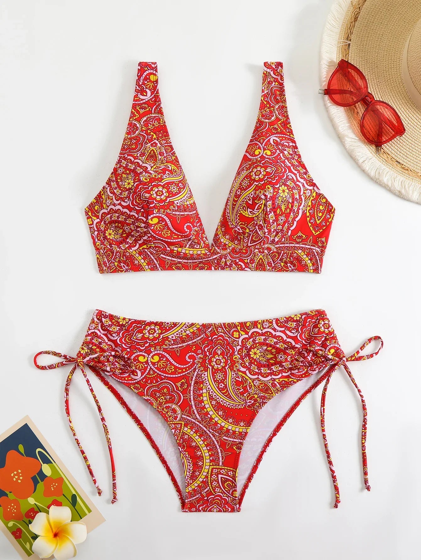 2026 Drawstring Bikinis Strappy Swimsuit Women Sexy Printed Swimwear Female Bathers Swimming Bathing Swimming Swim Suit