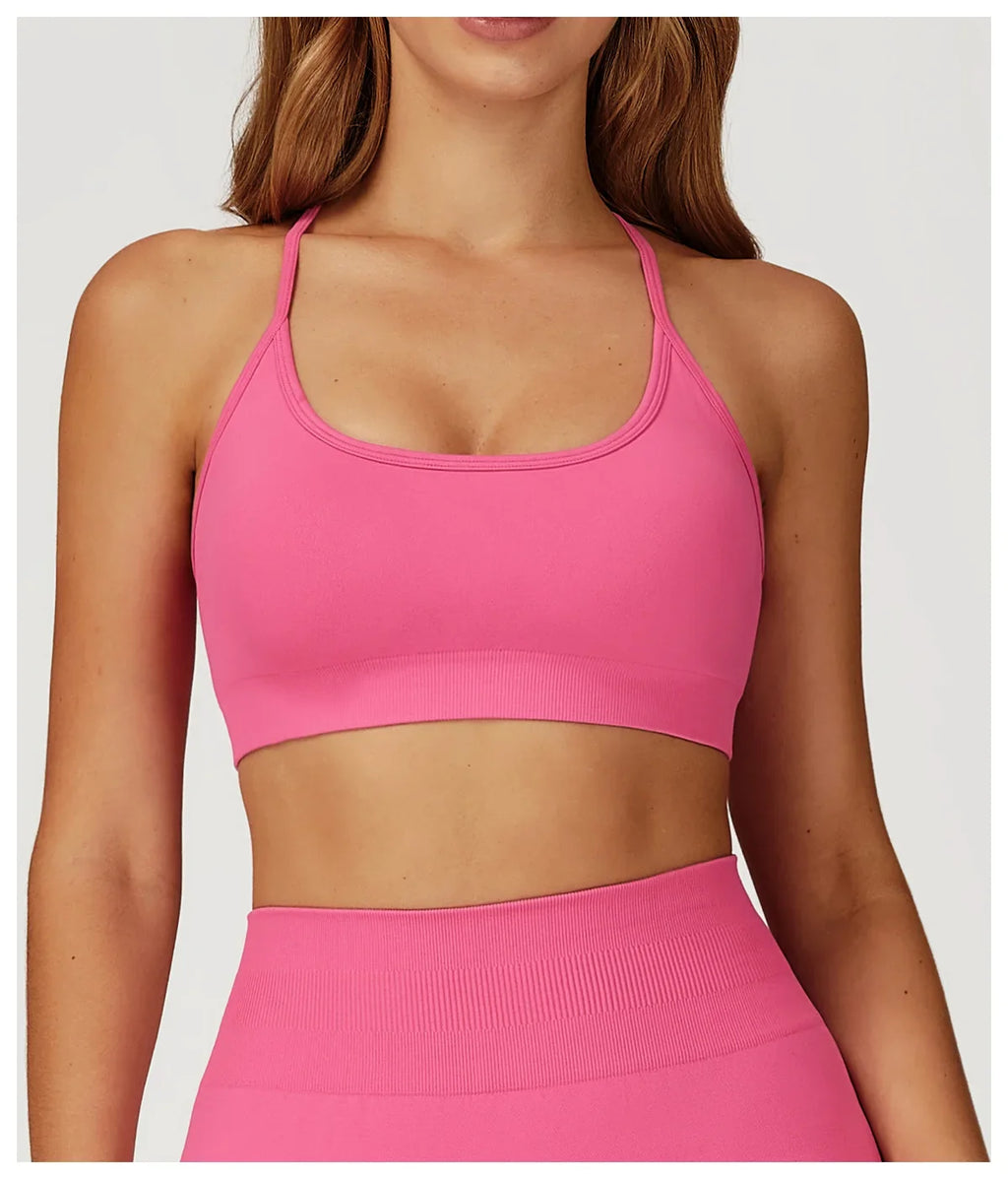 Women Seamless Yoga Sports Bra Breathable Shock Proof Gym Workout Fitness Push up Top Yoga Running Active Sportswear Vest Bra