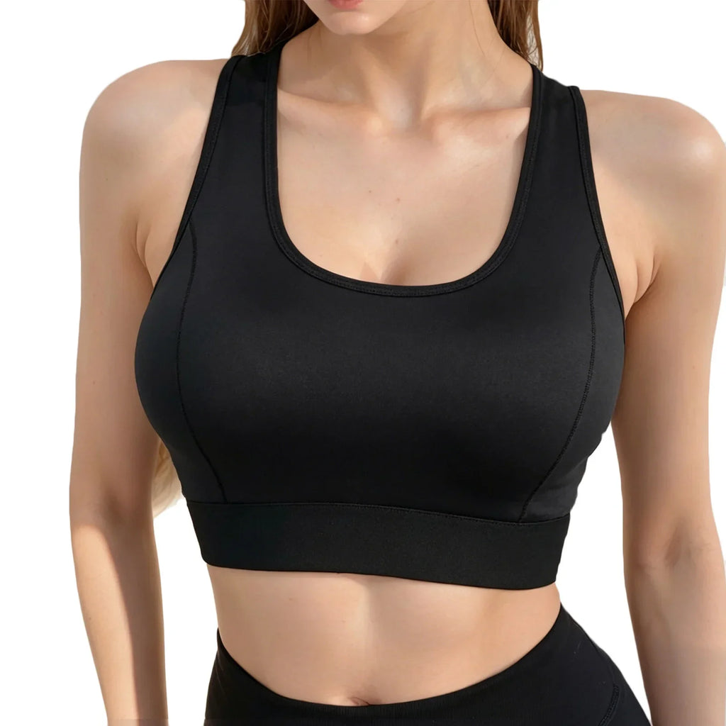 Women Racerback Sports Bra Seamless High Impact Support Fitness Yoga Brassiere Shockproof Workout Running Gym Underwear Bralette