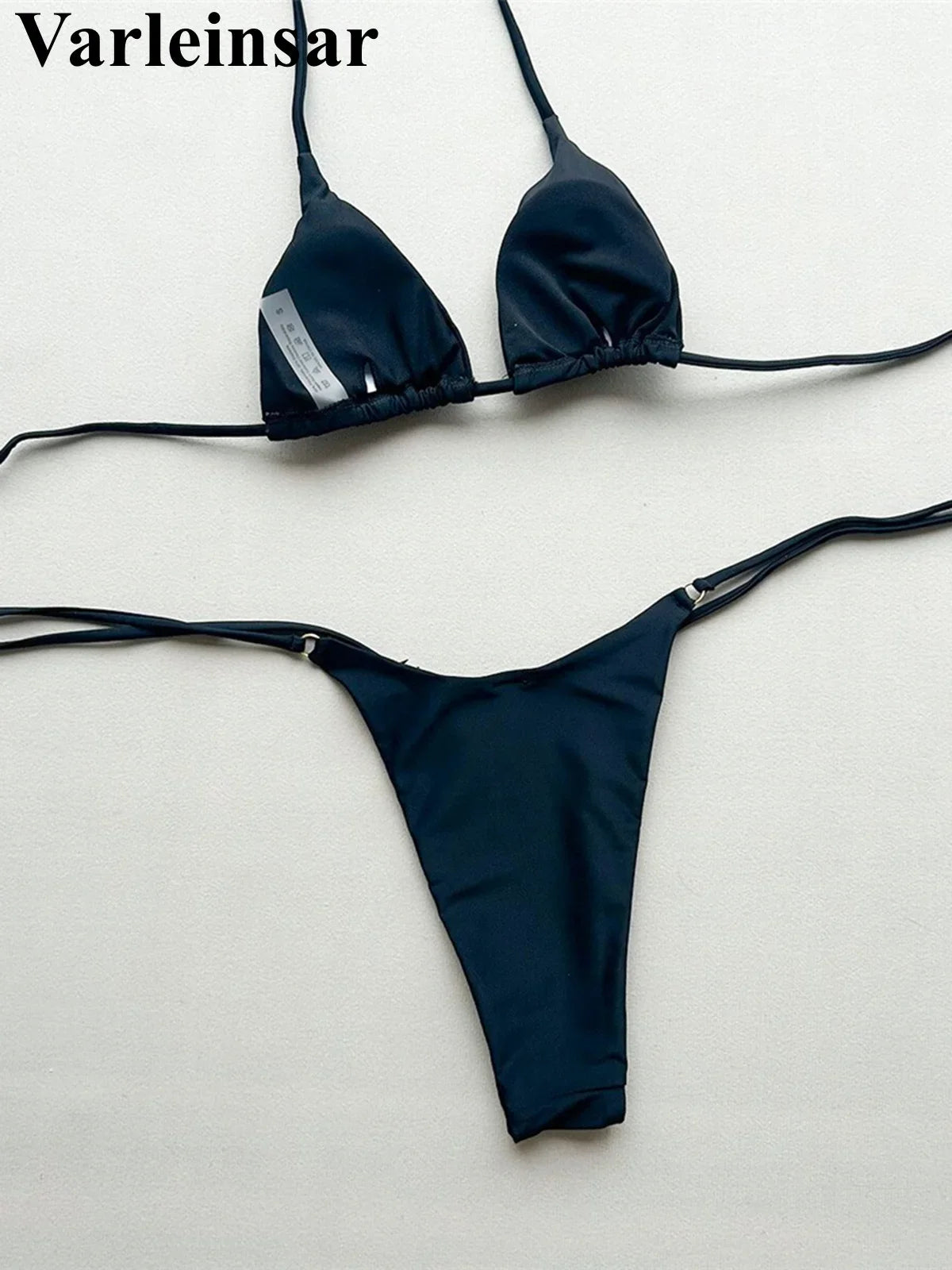 2026 Metal Ring Halter Bikini Female Swimsuit Women Swimwear Two-pieces Bikini set Strappy Padded Bather Bathing Suit Swim V8168