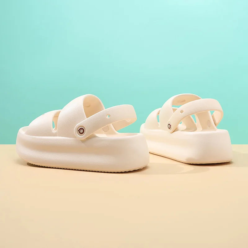 Women Summer Platform Sandals Thick Sole Home Street Slippers Soft EVA Girls Student Daily Walking Shoes 2 Way Wear Sandalias