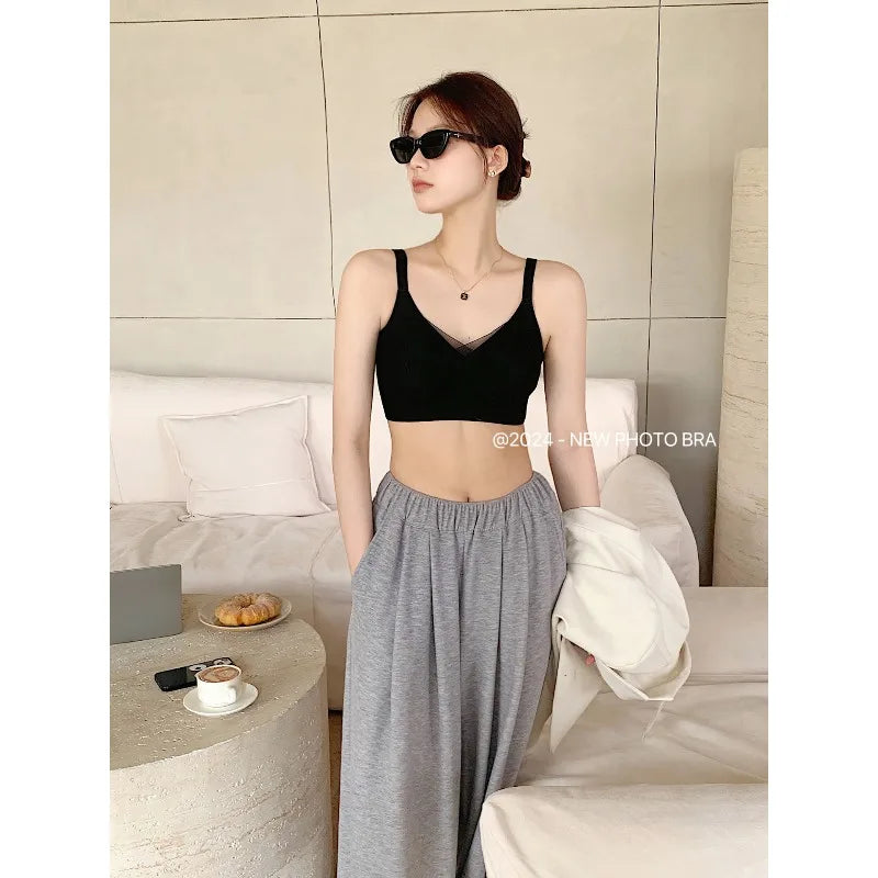 Wireless Support Bra Small Breasts, European Style Push Up Bralette, No Underwire No Padding Anti-Sagging Comfort, Autumn Winter