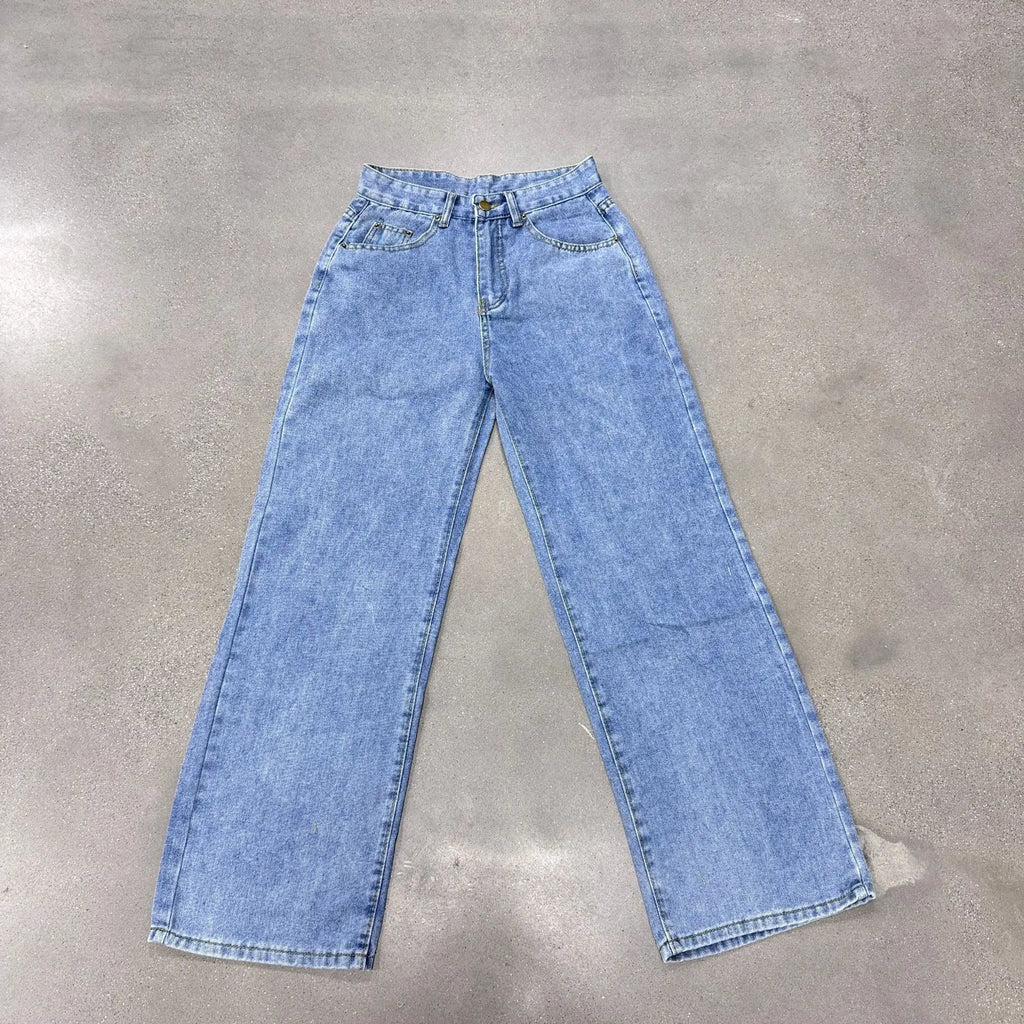 Women's Jeans Trend High-Waisted Distressed Skinny Straight-Leg Jeans Solid Color Distressed Finish Button-Fly Zipper Trousers