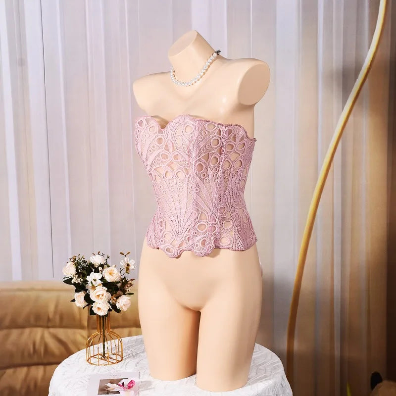 Toucheart Hot Girl Suspender Sexy Top with Fishbone Corset Intimate Hollow See-through Lace Classic Romantic Retro Palace Corset
