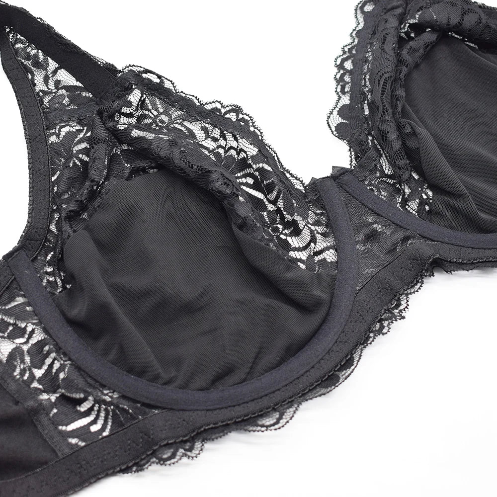 Womens Minimizer Bra Lace Plus Size Brassiere Support Underwire Big Thin Adjusted-straps 36-52 E F G H I Cup