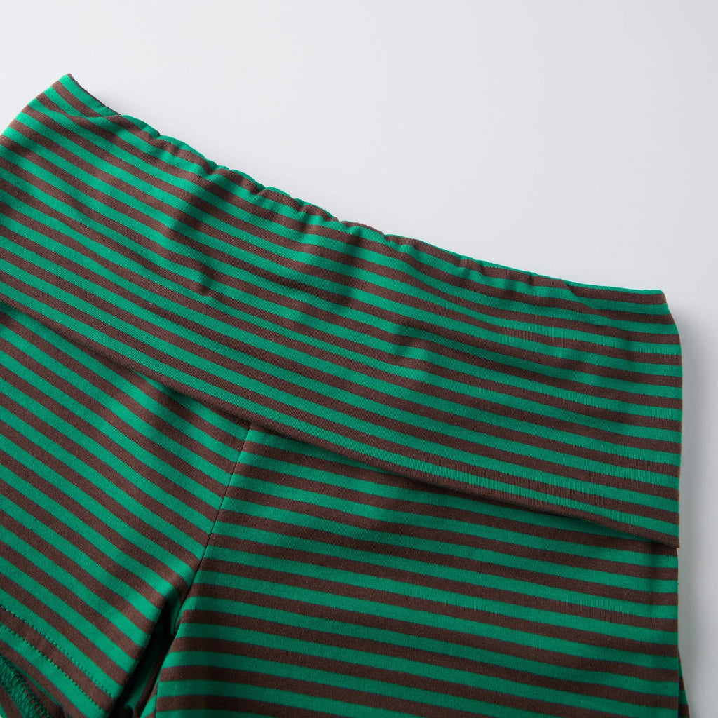 Women's Fold Over Mini Shorts Summer Fashionable Causal High Waist Bodycon Skinny Shorts Striped/Solid Color Short Pants