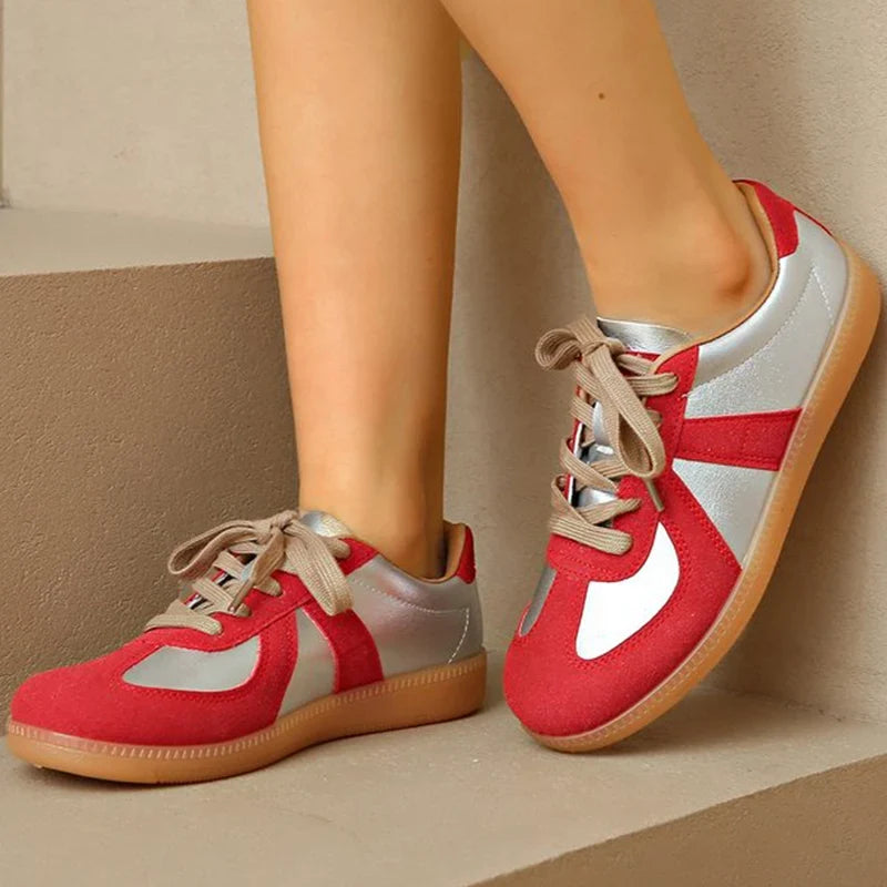 Casual Mixed Color Sneakers for Women Spring Autumn 2025 All-Match Lace Up Flats Woman Non-Slip Plus Size 35- 44 Shoes Female