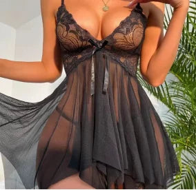 2pcs Lace Sexy Lingerie Set For Women, Suitable For Sleepwear And Loungewear