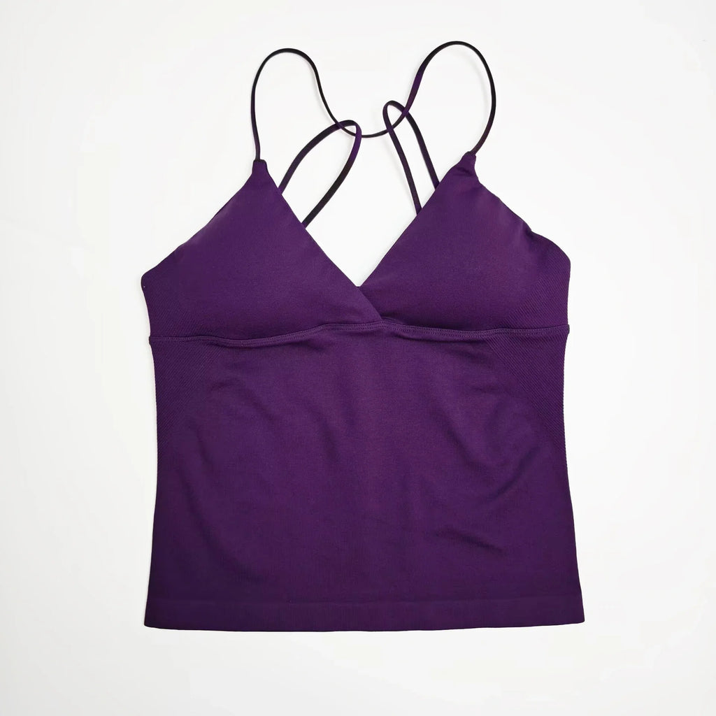 NCLAGEN Vision Twist Front Longline Top Gym Yoga Tops Women Quick Dry Thin Strap High Elastic Workout Vest Push-up Fitness Tank
