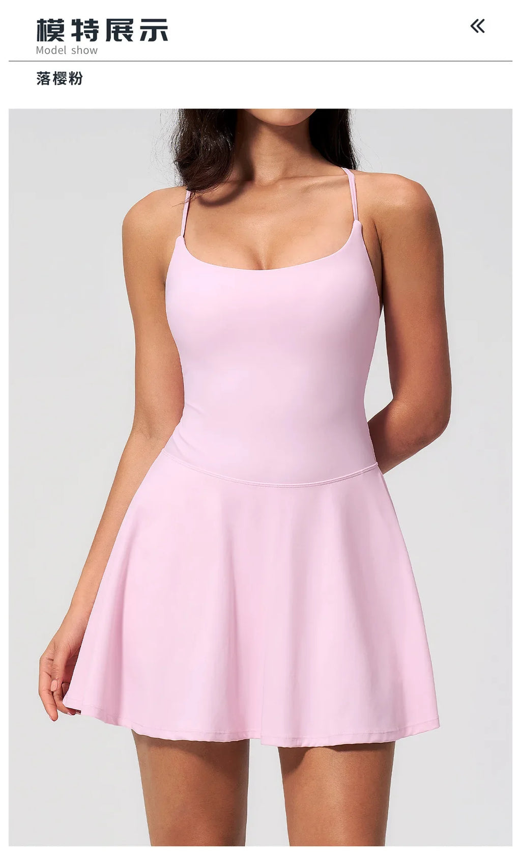 Women Tennis Dress with Shorts Pocket Square Neck Hollow Back Sleeveless One Piece Sports Outfit Fitness Pleate Mini Dresses