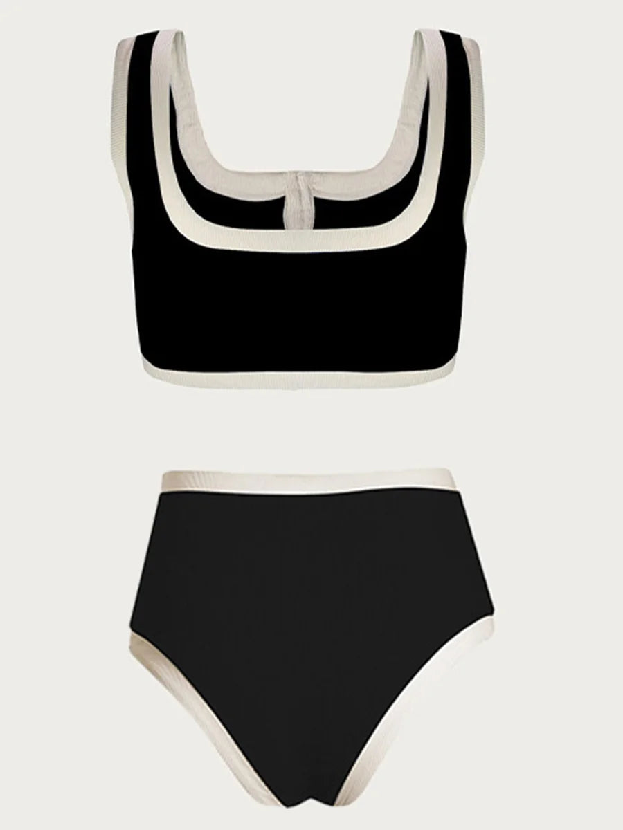 Splicing Ribbed Sport Bikinis 2025 High Waist Bikini Women Swimsuit Female Swimwear Two Pieces Bikini Set Bathing Suit Swim Lady