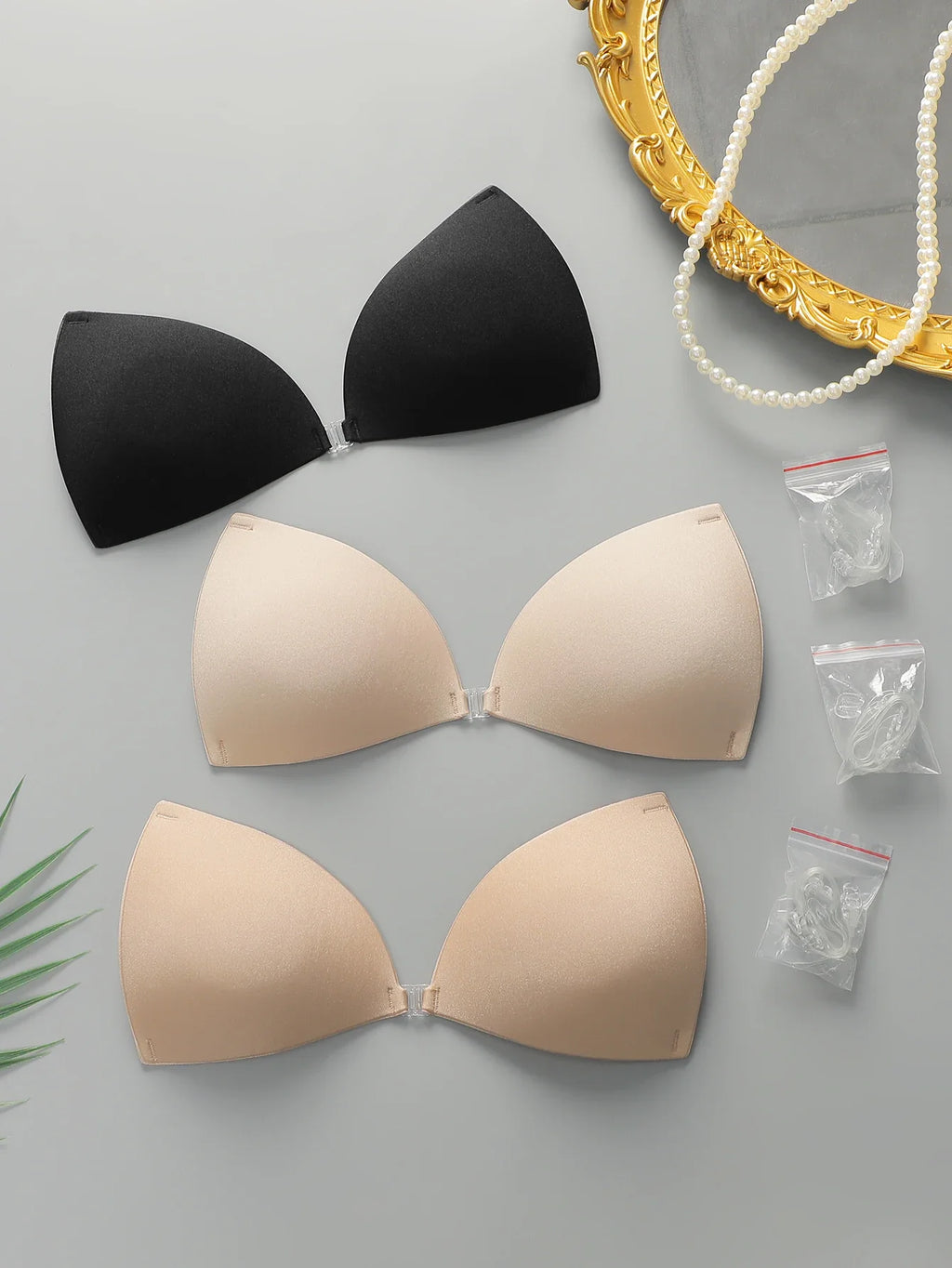 Invisible underwear seamless beauty back and chest patches front button closure reusable women bra C2431