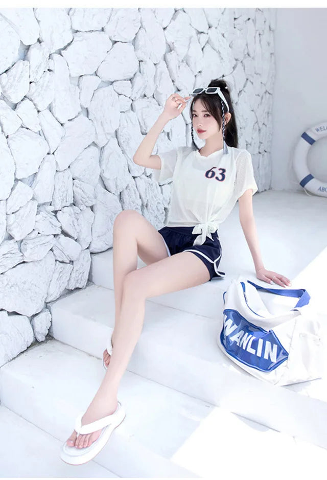 New High-end Split Swimsuit with Sports Style and Flat Angle Pants for Slimming and Vacation Swimsuits Cross-border