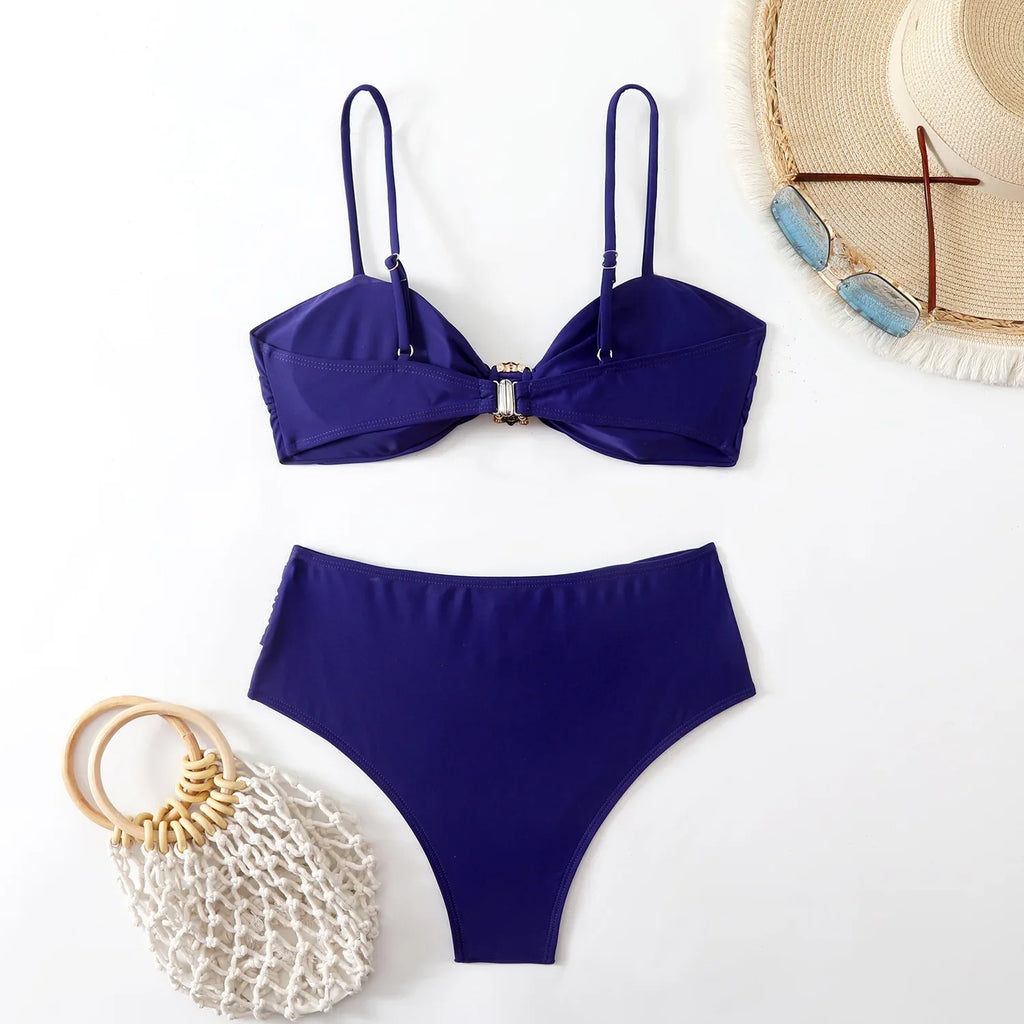 High Waist Bikini Women's Swimsuit Two-piece Bathing Suits Bandeau Woman Swimwear Trend Bikinis Sets Brazilian Beach Wear