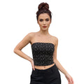 Women's Summer Studded Tube Tops Strapless Solid Color Bandeau Tops Slim Fit Vest