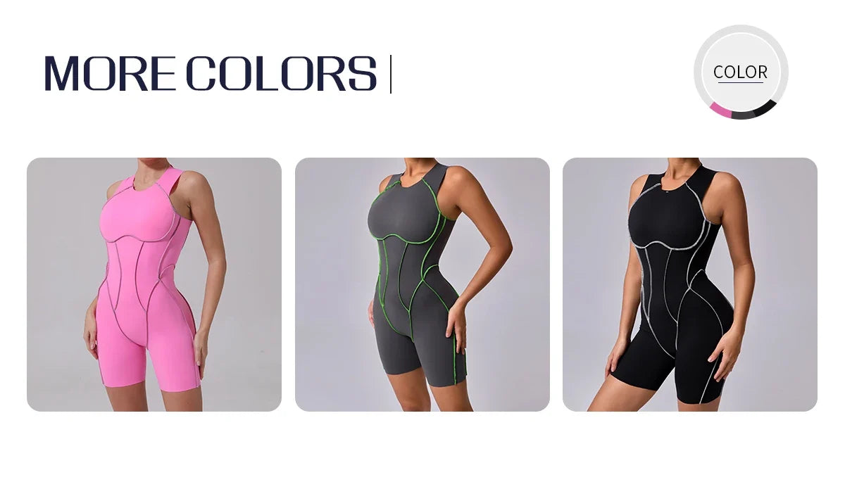 Yoga Jumpsuit Summer Short Sleeveless Sports Wear Gym Fitness Sports Bodysuit Women Dance Running Workout Clothes Yoga Jumpsuit
