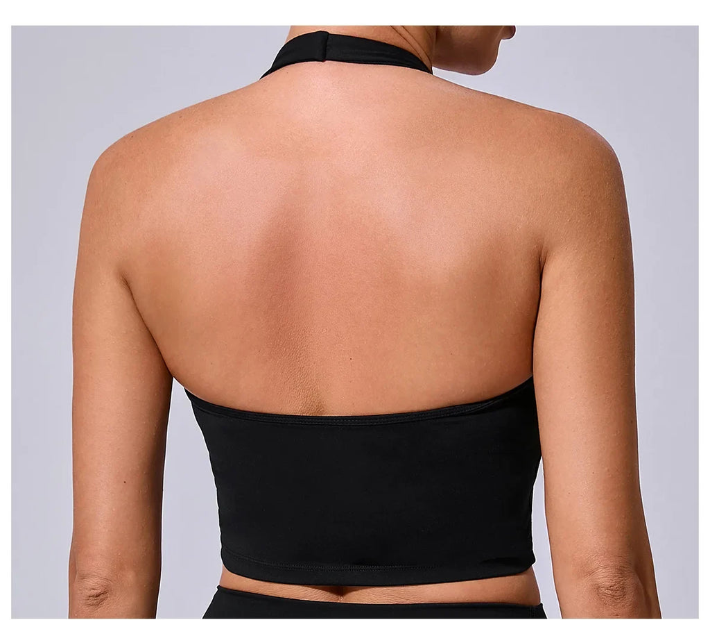 Hanging Neck Yoga Sports Bra Women Breathable Shock Proof Gym Workout Fitness Push Up Top Yoga Running Sportswear Vest Sexy Bra