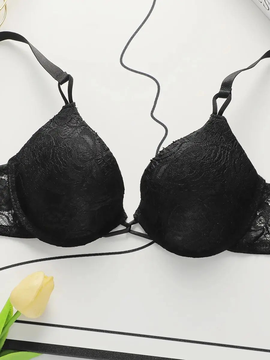 Women's sexy embroidered lace bra with breathable steel rims gathered push ups adjustable shoulder straps comfortable bra U037